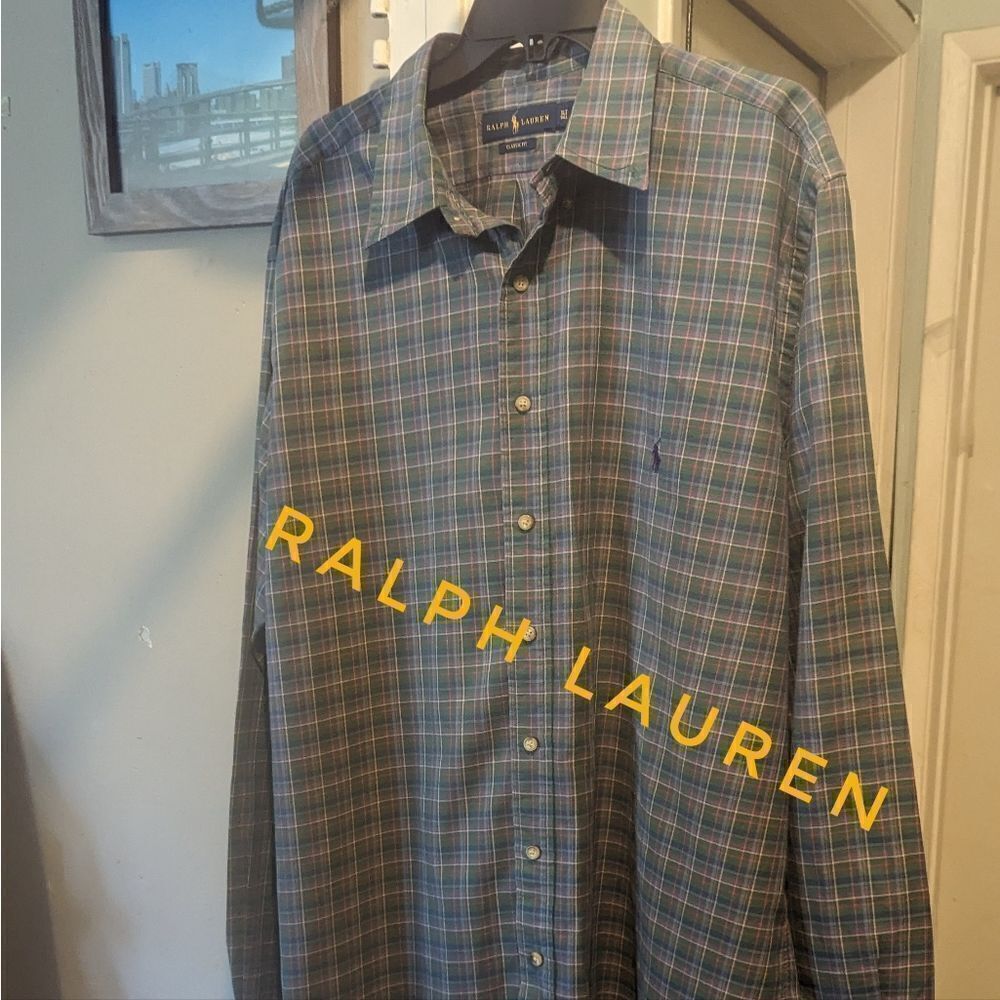 Ralph Lauren Plaid button down 100% cotton shirt L/sleeve  Size XL Tall